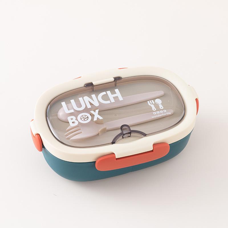 Set Cutie Bento Retro & Sticlă de Apă: Cutie de prânz sigilată și potrivită pentru microunde pentru studenți și angajați de birou