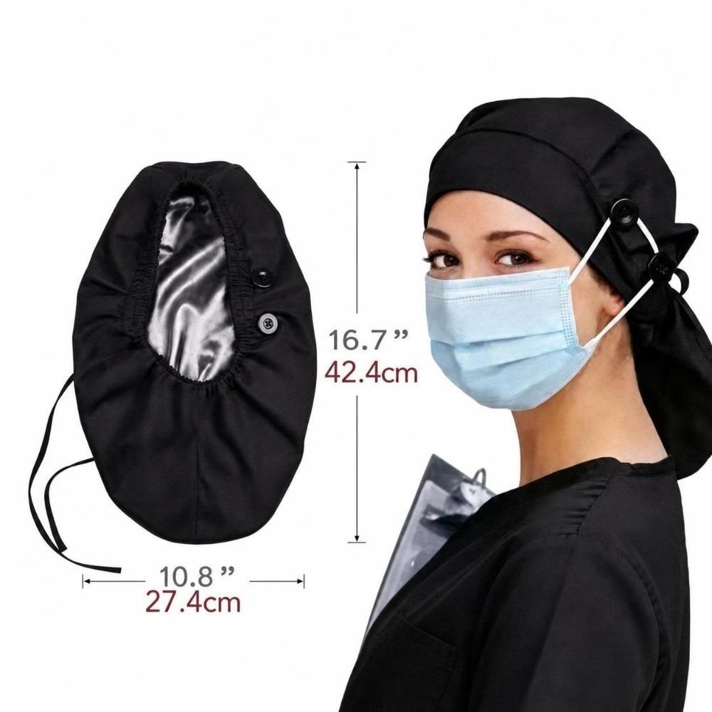 Satin Lining Surgical Hat Elastic Ponytail Holder Cap New Matte Fabric Cap For Nurse