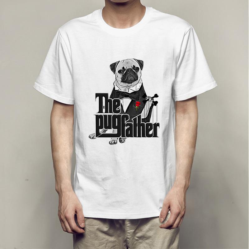 Summer Bago Dog Rock Pug Rock Printed Cotton Loose Round Neck Short Sleeve T-Shirts Men’s