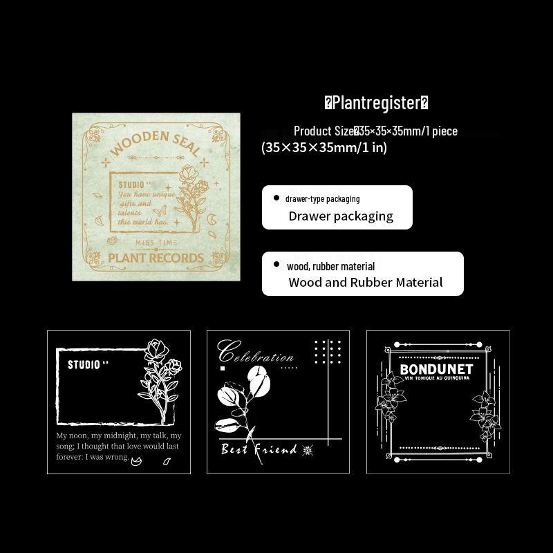 Retro dřevěné razítko Tři v jednom - Série Dlouhý měsíc a hojné hvězdy: 6 stylů pro DIY deníky