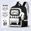 Shool Backapck 10pcs Sets Bag LABUBU Schoolbag Children's Primary School Students Grade 1-6 Backpack To Reduce The Burden On The Backpack