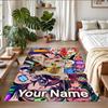 Crystal Velvet Rug Custom Name Text, Soft Non Slip Floor Mat Home DecorDandadan