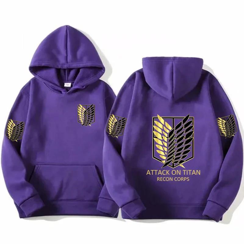 Attack Titan print men's hooded sweatshirt anime sports sweatshirt men's fashionable streetwear long sleeved sportswear