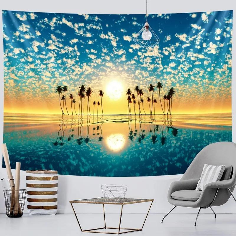 Fashion Home Decoration Tapestry Living Room Bedroom Tapestry Mountain Lake Scenery Pattern
