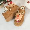 Fashion Cute Cartoon Reindeer Thick Bottom Snow Boots Women 2025 Winter Warm Short Plush Chunky Platform Ankle Boots Christmas Shoes 43
