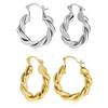 1 Pair C Shape Earrings Twisted European Style 25mm 14K Golden Trendy Ear Rings Minimalist Fashion Elegant Jewelry for Party