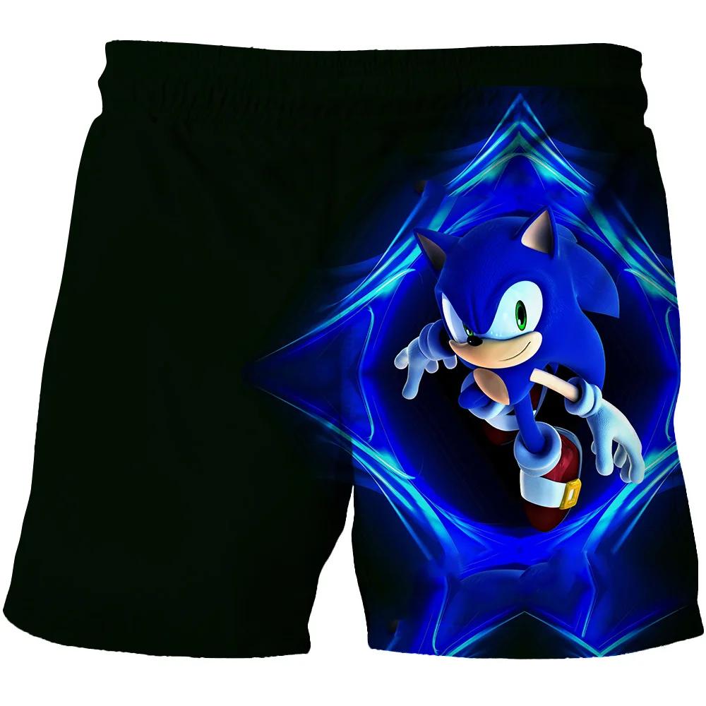 2025 Pantaloni de plajă MINISO pentru copii 4-14A Pantaloni scurți Sonic 2 Fete Băieți Pantaloni Harajuku Pentru Copii Imprimeu Desene Animate 3D Pantaloni Kdis
