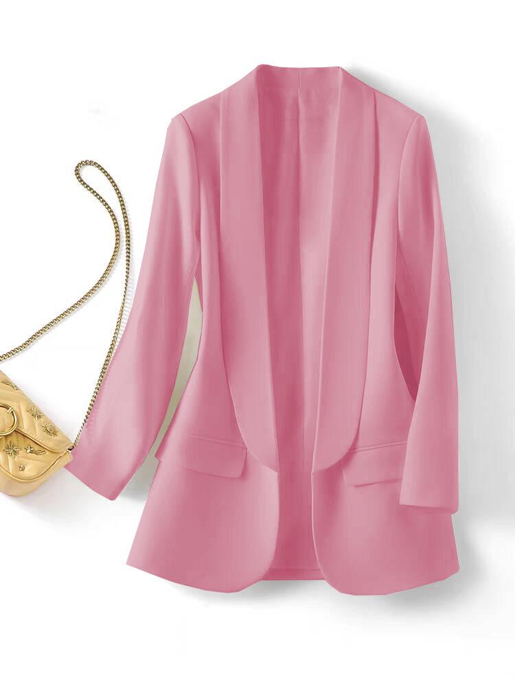 2025 Women's Slim Fit Lapel Suit - Solid Color, Spring/Autumn, Elegant Commute Style