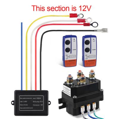 Universal 12V 24V 250A Winch Remote Contactor Winch Control Solenoid Relay Twin Wireless Remote Recovery For Car Jeep Motorcycle