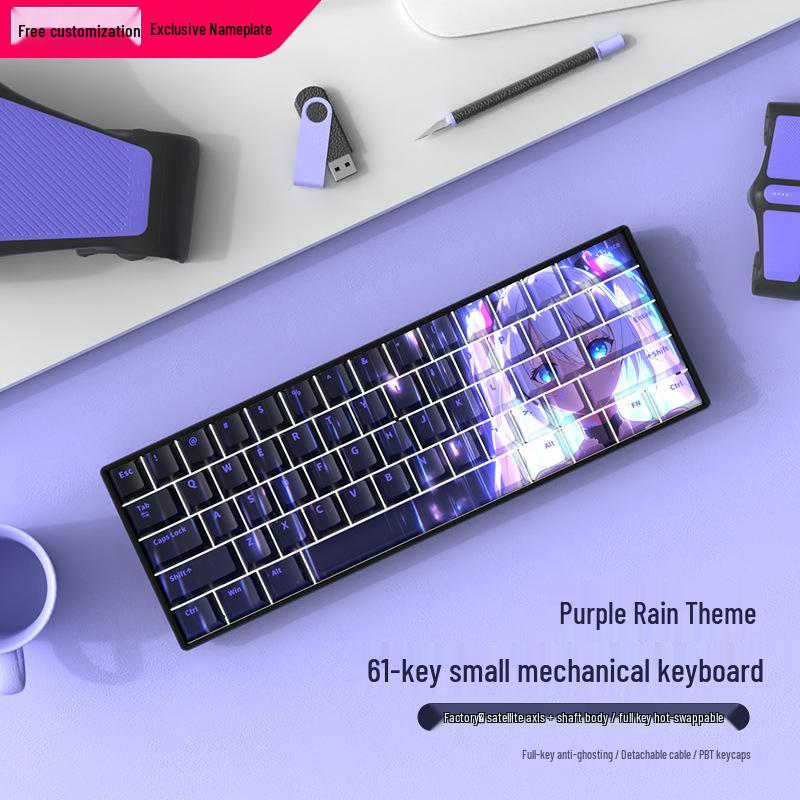 Makima Wireless Bluetooth Three-Mode 61-Key Mechanical Keyboard, Black with Blue Switches, Ideal for Gaming & Office Use
