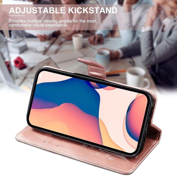 Coque de protection - BOOLING - Samsung Galaxy A26 5G - Synthécuir Rose - Motif Papillon - 2 Verres Trempés