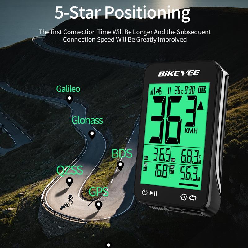Ciclocomputador GPS Inalámbrico Digital para Ciclismo Inteligente Multifuncional Velocímetro Odómetro para Bicicleta Computador para Ciclismo al Aire Libre