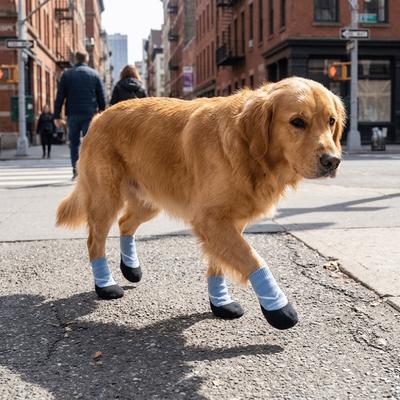4PCS Adjustable Pet Floor Socks Waterproof Pet Paw Protector Soft Pet Knitted Socks  Indoor Use