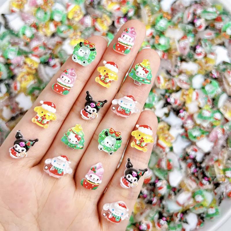 60 New Mini Cute Mixed Christmas Cartoon Animal Series Resin Flat Back Diy Nail Decoration Accessories Holiday Gift A135