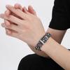 Punk Skull Charm Bracelets For Men Stainless Steel Cuban Chain Men Bangle Bracelet Silver Black Color Skeleton Jewelry