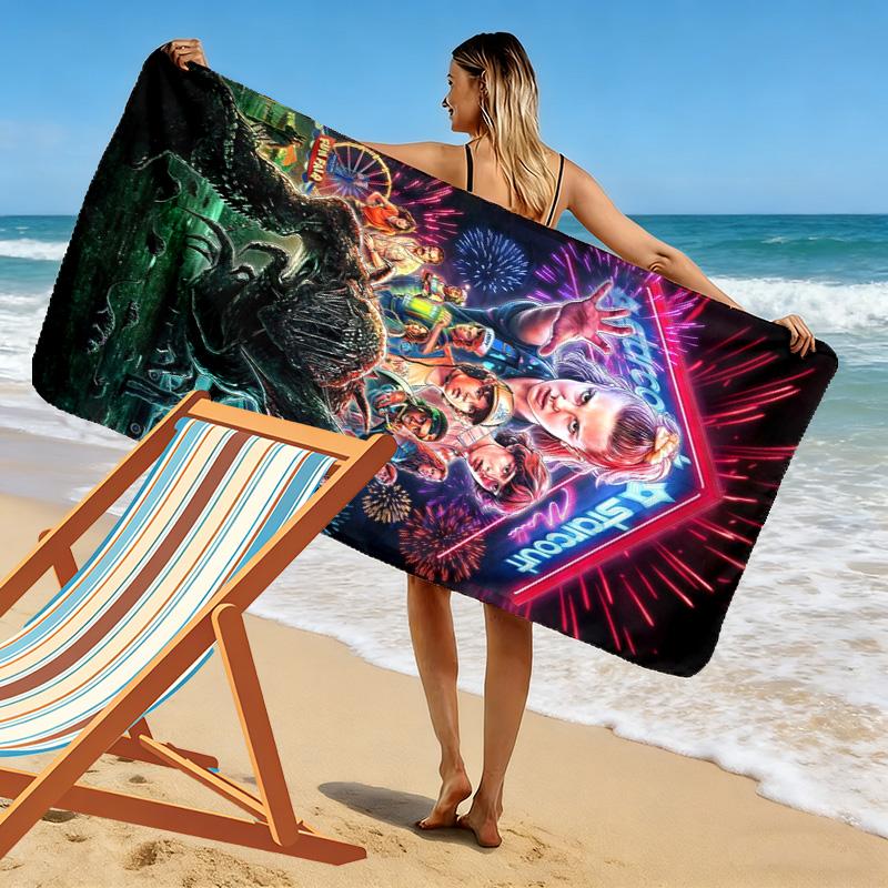 Stranger Supernatural Things Print Beach Towel, Large Soft Quick Dry Towel for Beach Camping Swimming
