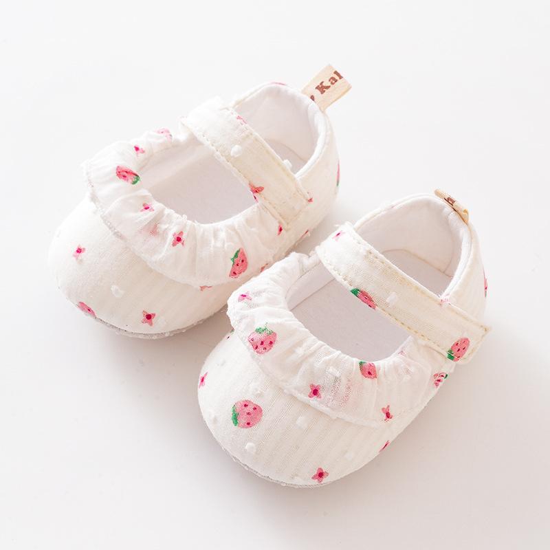 Baby Shoe Newborn Baby Girl Shoe SpringSummer Princess Lace Strawberry Dress Shoe Soft Soled Walking Shoe Non Slip Cute Footwear