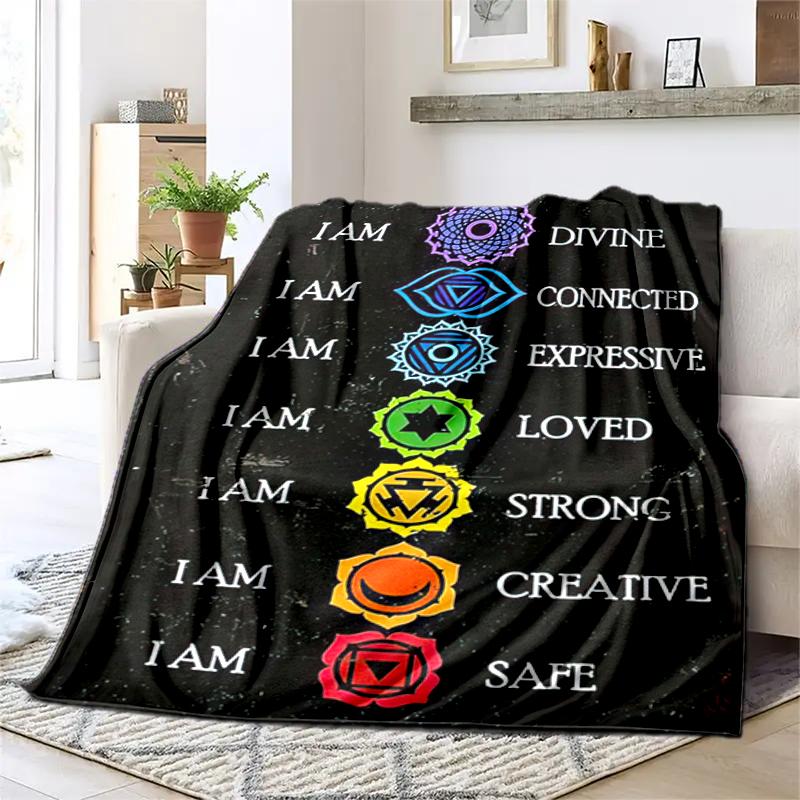 1PC Yoga Elements printed blanket, all season lightweight home office outdoor nap multifunctional blanket A11
