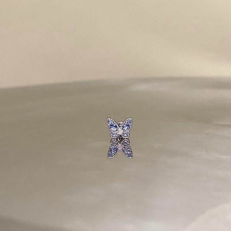 

Ringring Store Medical Titanium Steel Butterfly Studs Titanium Alloy Ear Bone Stud Ear-Caring Ear Ear Bone Pin Eardrops Earrings Ice Blue Butterfly 1