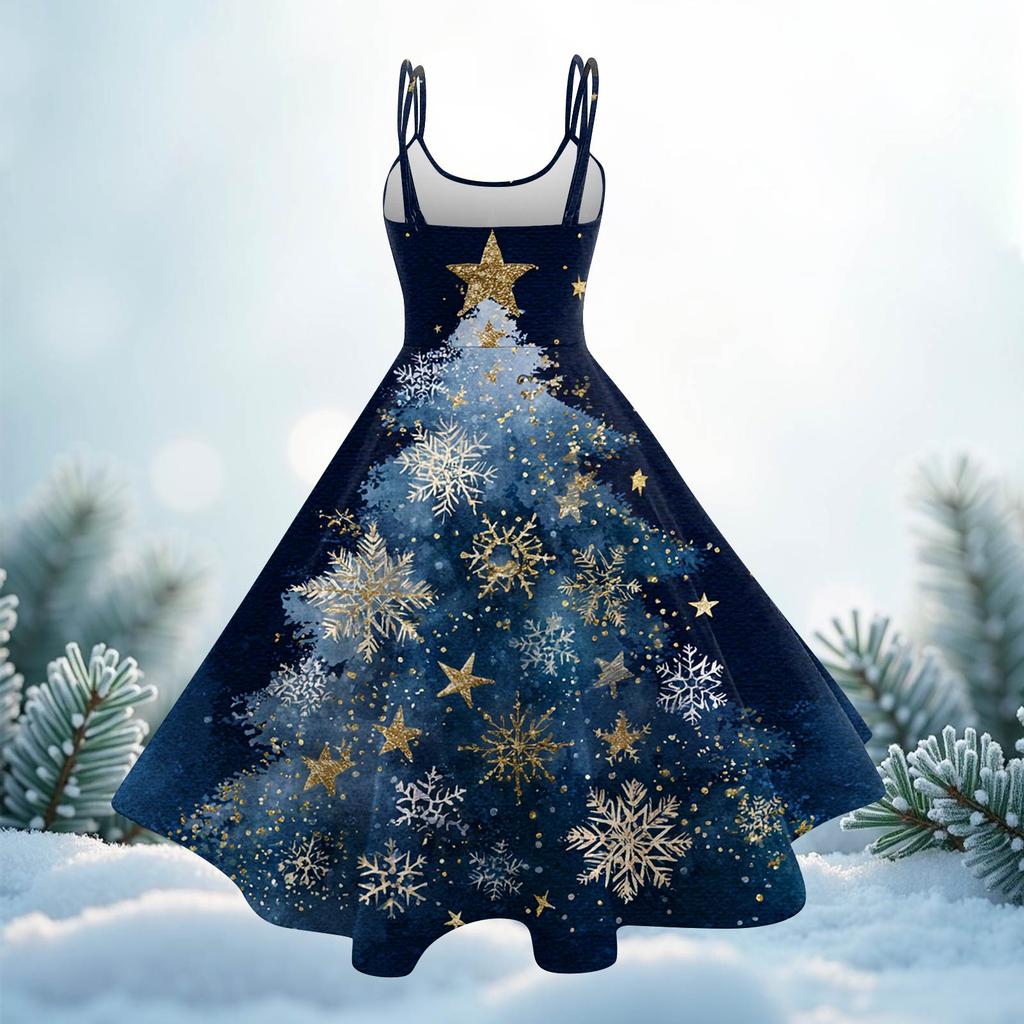 Women's Fashion Christmas Printed Sexy Strapless Gothic Cocktail Dress Punk, Vintage Dress.