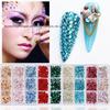 Nail Art Rhinestones: Mixed Color AB Light Pink Champagne Glass Set - Six Grids