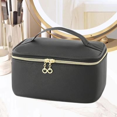 Kosmetiktasche Organizer Leichte Tasche Essentials mit Griff und Trennwand PU Tragbar Polyester