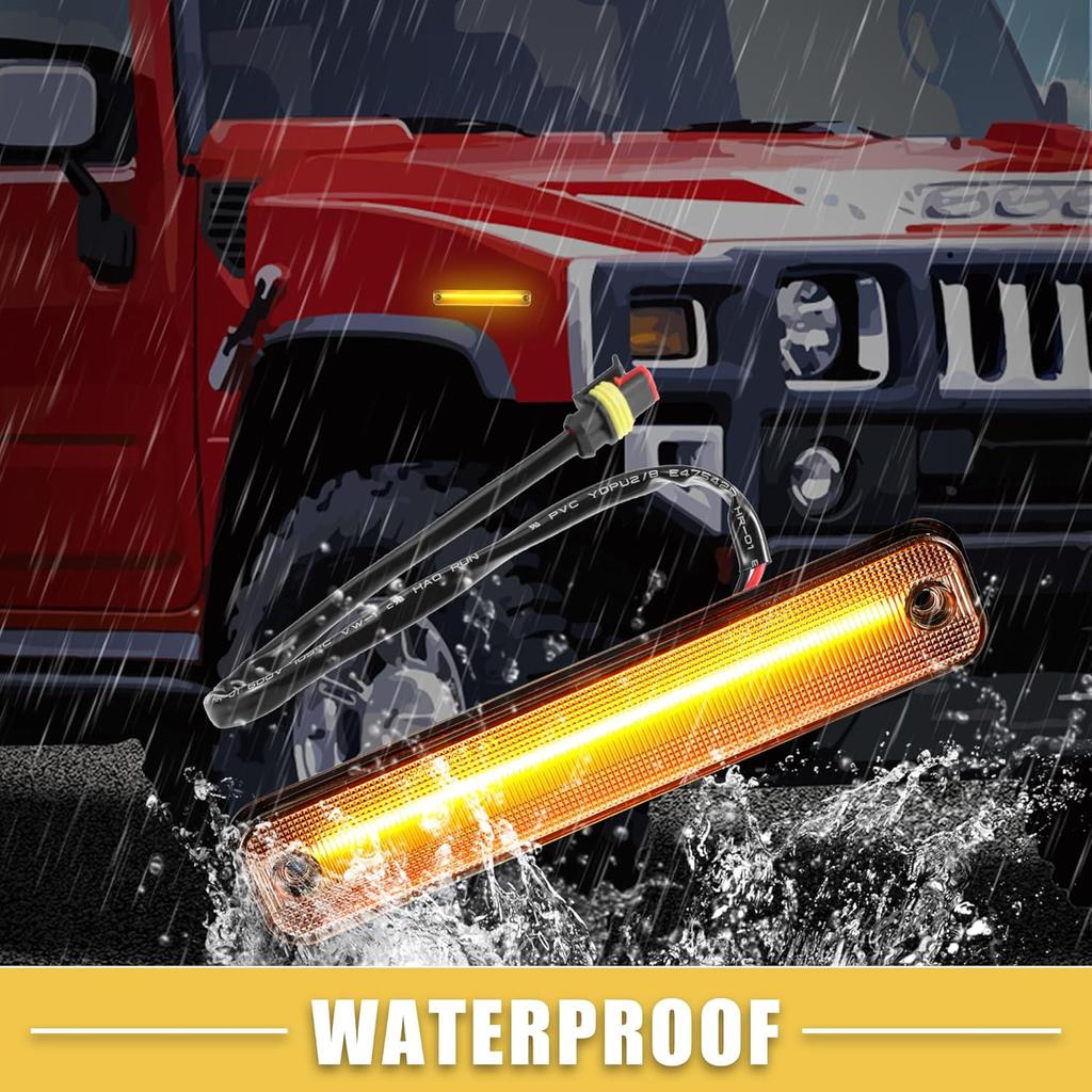 LED Side Marker Light 25952319 15114677 Front Rear Turn Signal Lights Fender Sidemarker Lamps for Hummer H2 2003-2009 Clear Lens Amber Red Light 2
