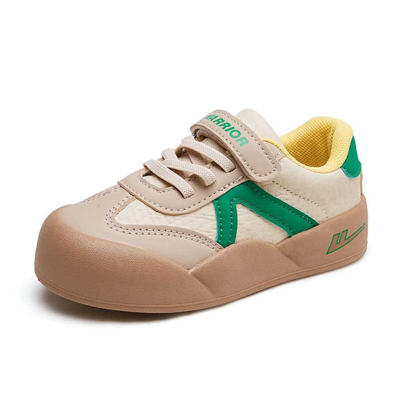 Warrior Synthetic Leather Fabric Sports Casual Everyday Versatile Fashion Simple Non-Slip Wear-Resistant Lightweight Low-Top Kids Sneakers WZTH-173111