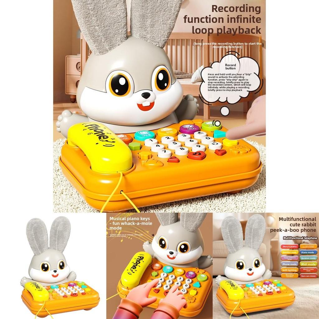 Intelligentes Spielzeug Kaninchen Telefon für Kinder mit Aufnahme, blinkend, Musik für Kleinkinder