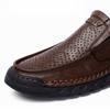 Men's Hollow Leather Shoes Handmade Moccasins Loafers Slip On Flats Walking Shoes