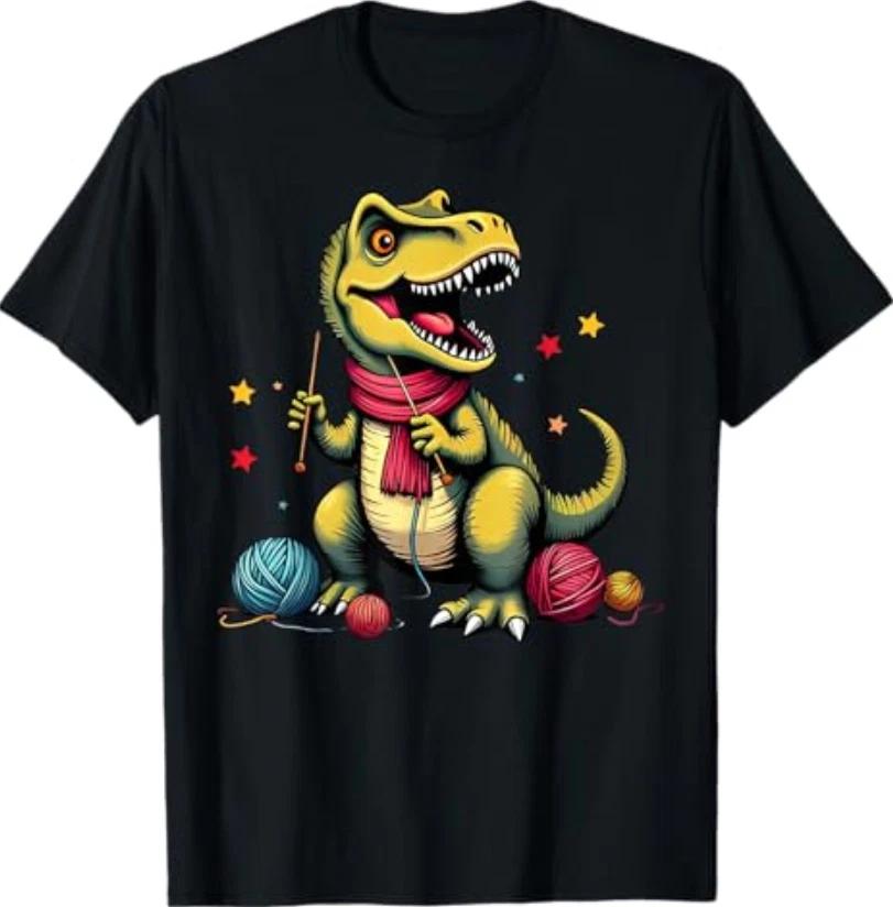 Cute Crochet Kniting Yarn Dinosaur T Rex Knitter Crocheting T-Shirt S