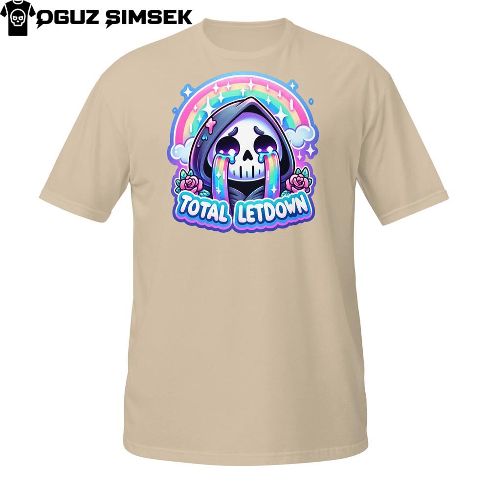 

Total Letdown T-Shirt – Crying Cartoon Reaper under Rainbow of Regret S
