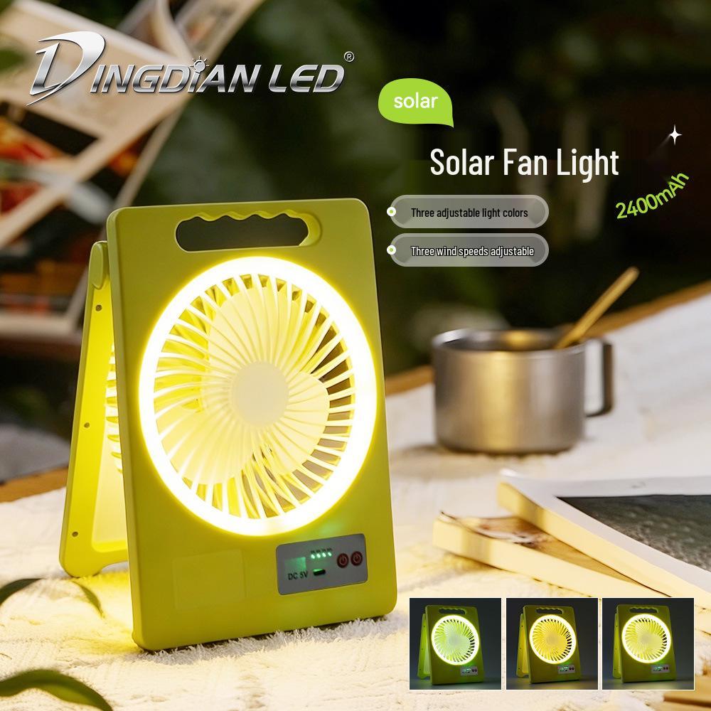 Foldable LED Outdoor Solar Fan & USB Rechargeable Camping Lantern Foldable Fan Light LN-1886