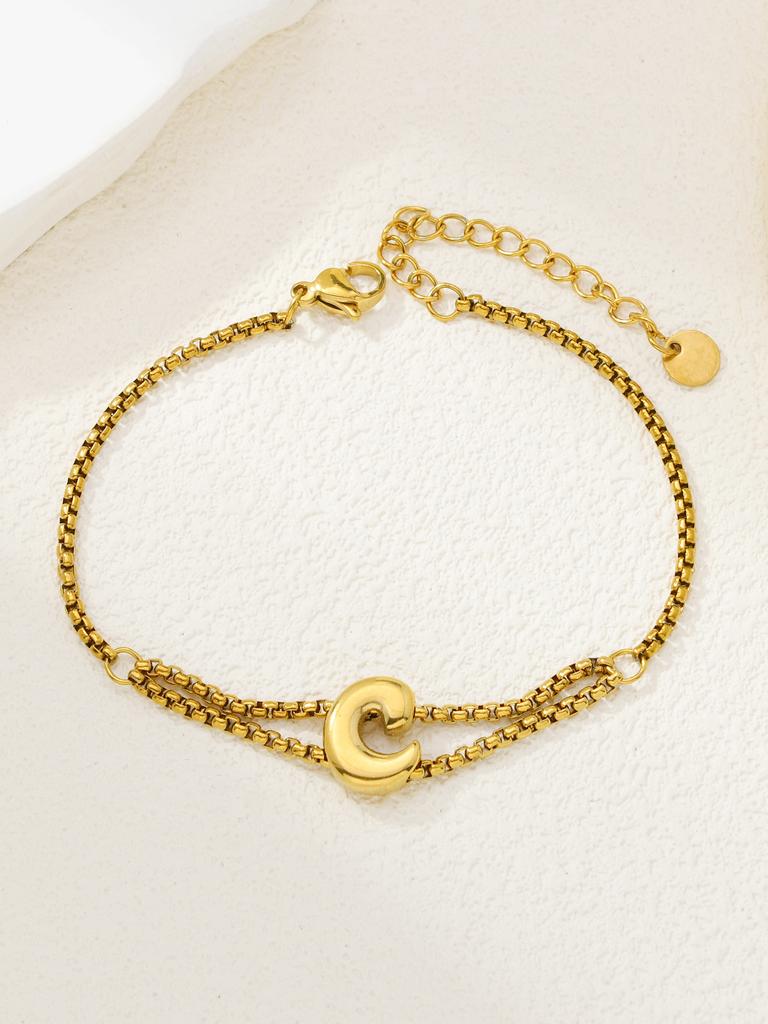 New stainless steel wholesale 26 English letters double-layer ring gold-plated bracelet