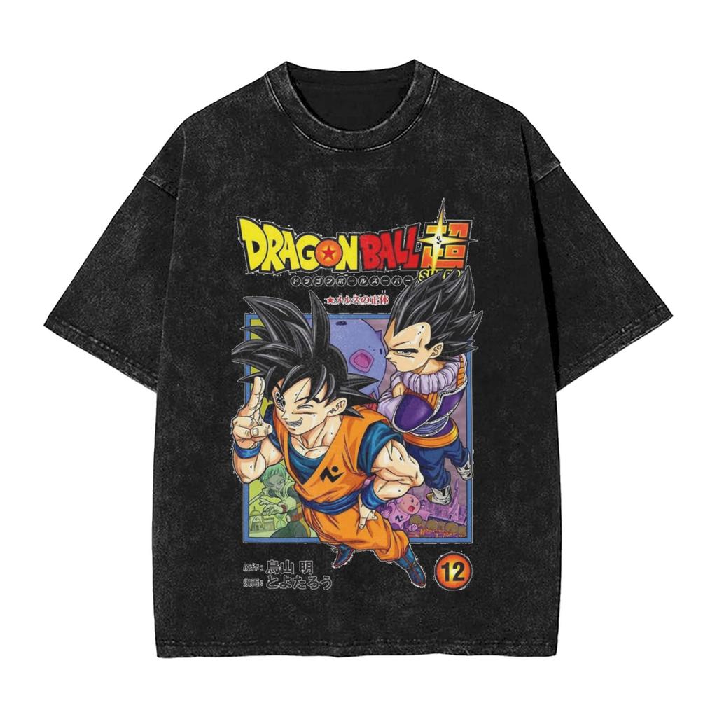 New Anime Dragon Ball Z Printed Tshirt Mens and Womens Washed Tshirt High Quality Vintage Cotton Tshirt Harajuku Tops