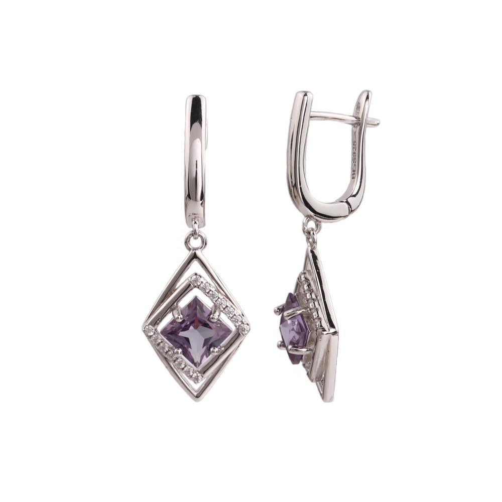 925 Sterling Silver Dangling Earring Color Change Synthetic Alexander Nano Gift for Women Birthday Gift