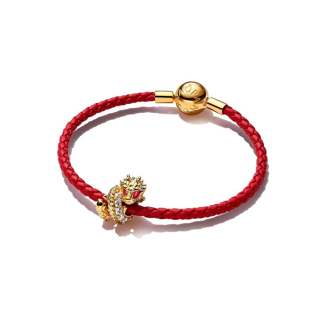Pandora Little Golden Dragon Story Chain Bracelet Women bracelet Red ZT2493 Box,17.5