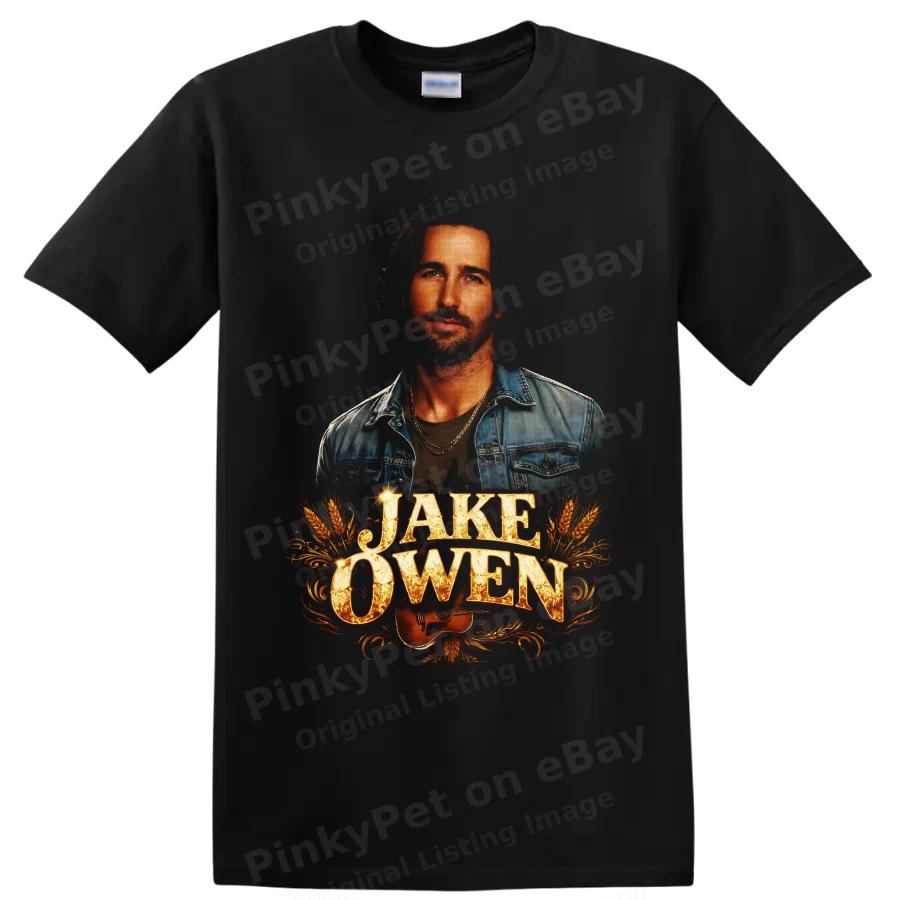 Jake Owen Country Singer T Shirt w/ Guitar Wheat Western Concert Tee Fan Gift
