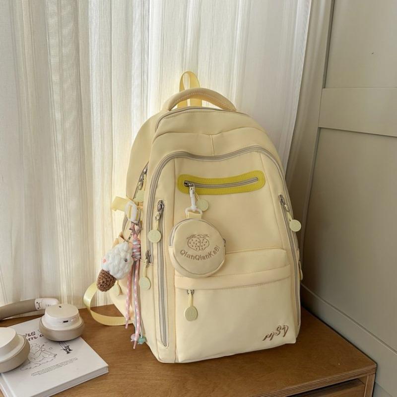 schoolbag schoolbag female solid color small fresh middle and high school students multi-compartment backpack campus college student backpack