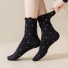 5/10 Pairs Ear Shaped Hem Socks for Women Spring Autumn Polka Dot Girl Instagram Style Cute Polka Dot Sweat Absorbing Mid Calf Socks and Pile Socks