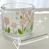 Glass Mug 350ml Cartoon Home Office Ins Coffee Cup with Straw Cup with Lid and Spoon High Temperature Roasted Flower Drink Cups