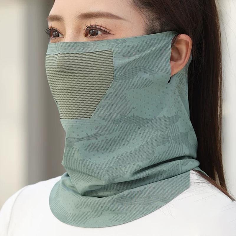 Outdoor Face Mask with Cooling Ice Silk and Breathable Mesh for Sunscreen Protection