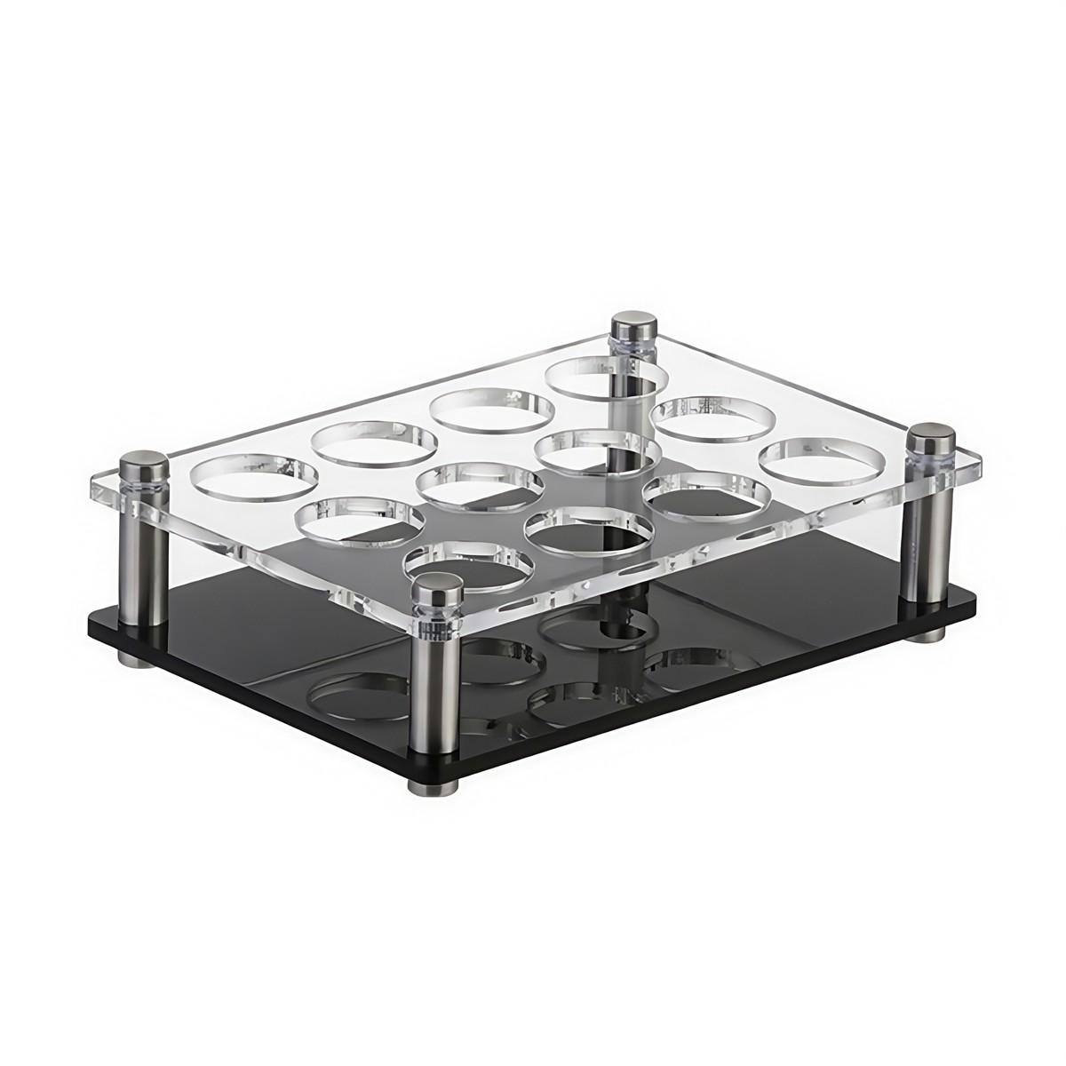 

Easy To Clean Material Acrylic Cup Organizer Glass Tray Holder 12 Holes