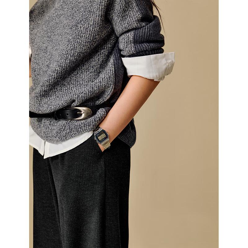 INMAN Women's Relaxed Fit Merino Wool Colorblock Sweater