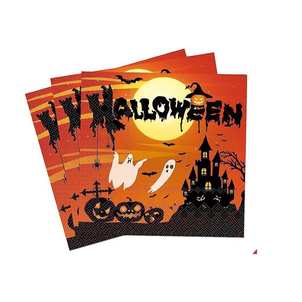Knife fork spoon Halloween Disposable Tableware Pumpkin Napkins Cartoon Paper Plates  Halloween