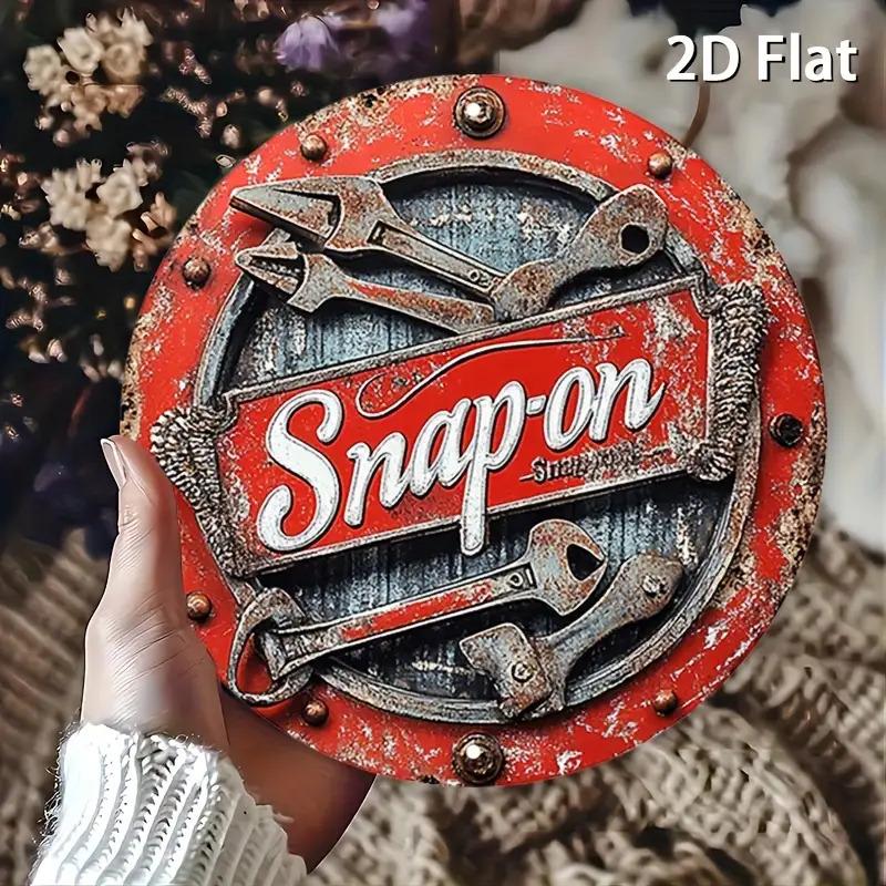 

Hisun Tin Sign Vintage Snapon Tools Retro Metal Tin Painting Rustic Distressed D Effect Wrench Pliers Round Wall Art Decor Classic Mechanic 20x20cm