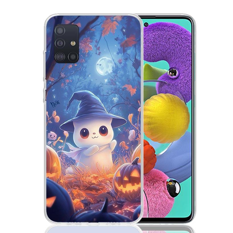 Cute Halloween Ghost Phone Case For Samsung Galaxy A52 A32 A22 A12 A02S A50S A30S A51 A31 AA71 Note 20 Ultra 10 S10 Plus Galaxy