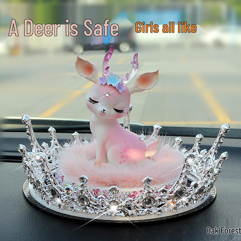 קישוטי רכב איילים עם יהלומים לקונסולה המרכזית של נשים