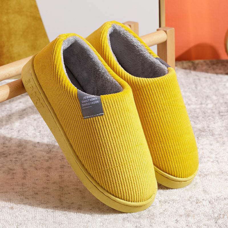 Bag heel cotton slippers women's autumn and winter couple indoor household thick-soled warm home non-slip plush confinement shoes men
