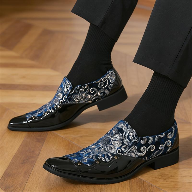 Módní Nové Pánské Špičaté Nýtované Sequin Slip-on Boty Britský Gentleman Punk Svatba Homecoming Pánské Tenisky